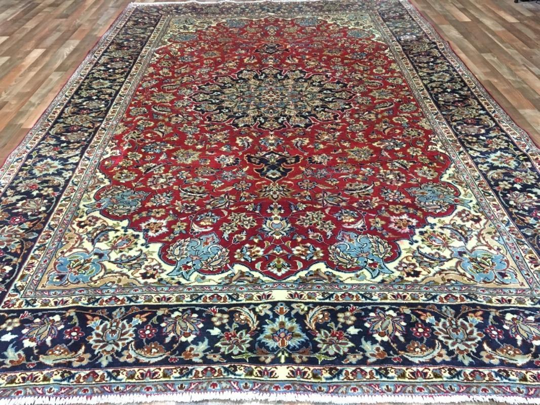Antique Handmade Very Fine Isfahan Navy Wool Oriental Rug 8' x 12'
