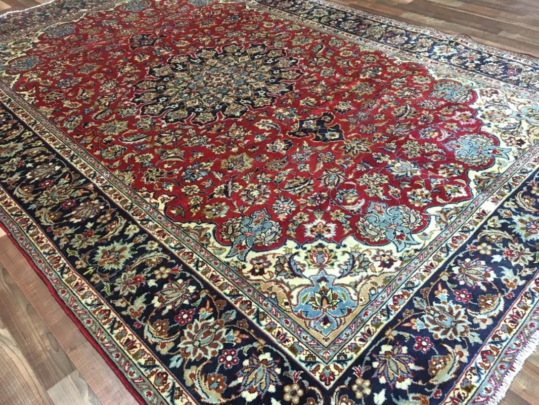 Antique Handmade Very Fine Isfahan Navy Wool Oriental Rug 8' x 12'