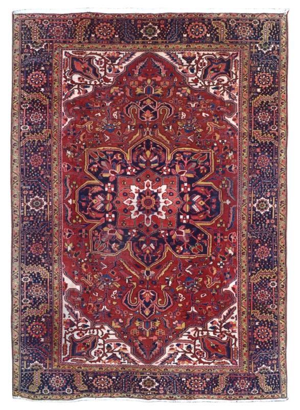 Vintage Handmade Heriz Red Wool Oriental Rug 8'9 x 11'11