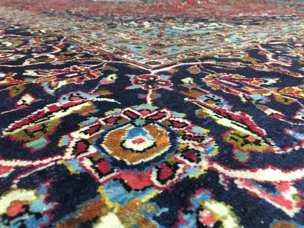Vintage Handmade Kashan Navy Wool Oriental Rug 8'10 x 12'10