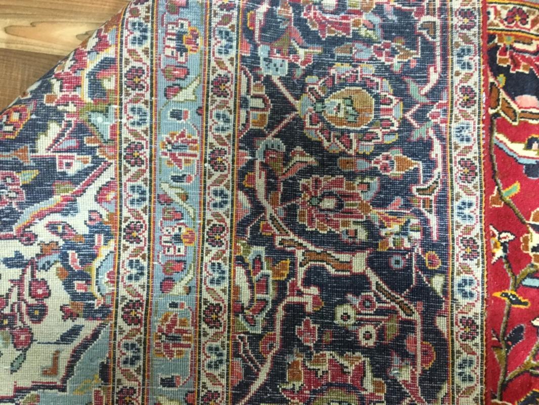 Vintage Handmade Kashan Navy Wool Oriental Rug 8'10 x 12'10