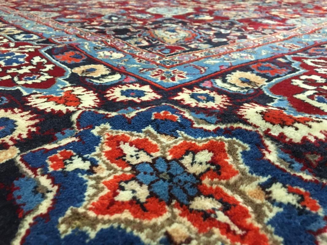 Vintage Handmade Mashad Red Wool Oriental Rug 8'8 x 12'