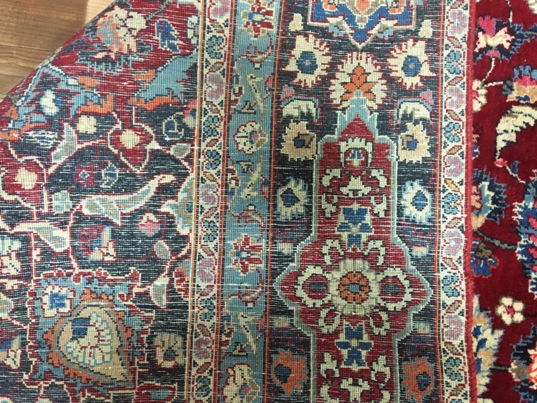 Vintage Handmade Mashad Red Wool Oriental Rug 8'8 x 12'