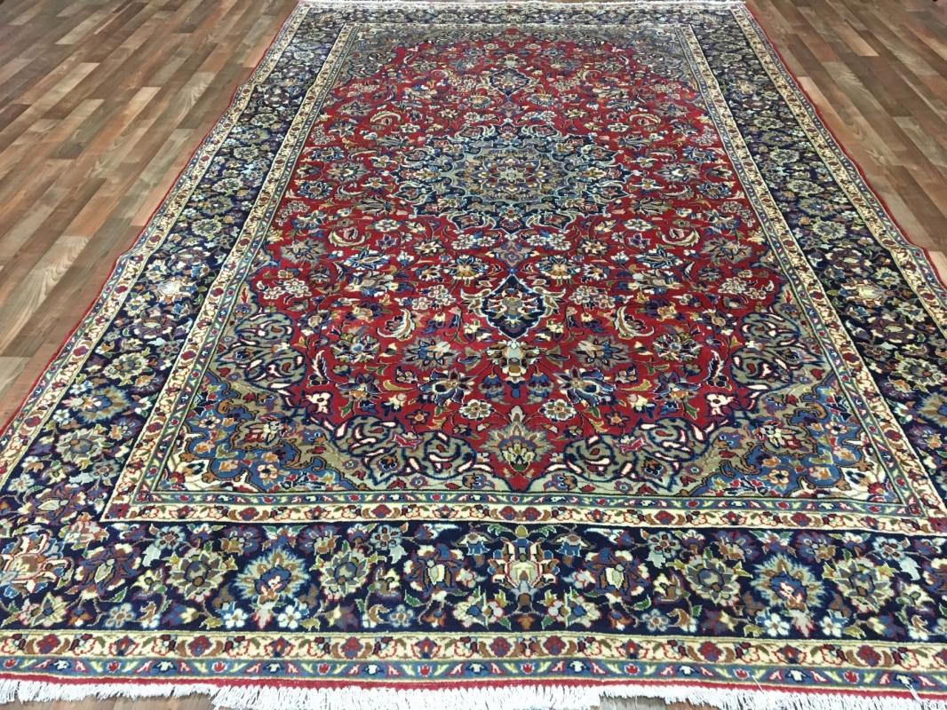 Vintage Handmade Very Fine Isfahan Blue Wool Oriental Rug 7' x 12'5