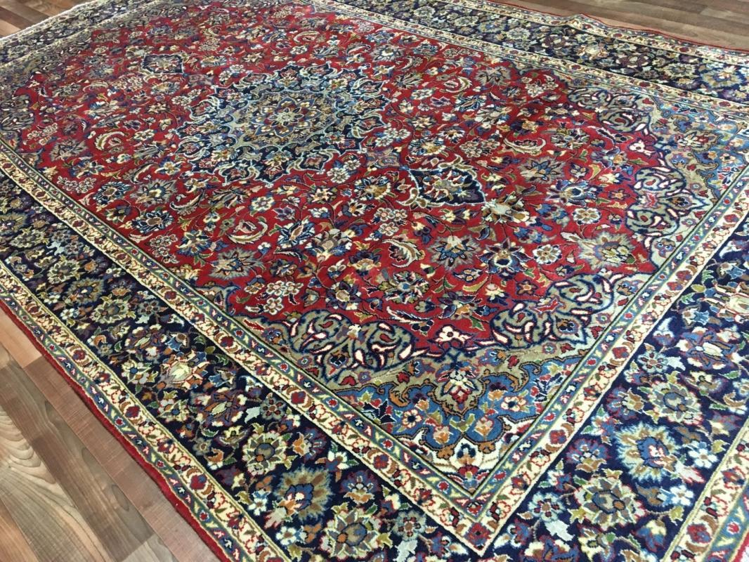 Vintage Handmade Very Fine Isfahan Blue Wool Oriental Rug 7' x 12'5