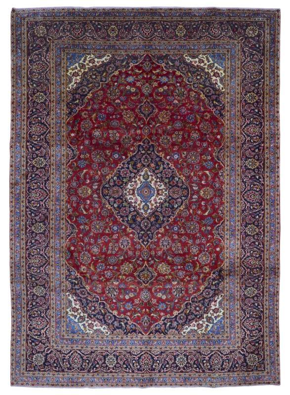 Vintage Handmade Very Fine Kashan Blue Wool Oriental Rug 9'6 x 13'