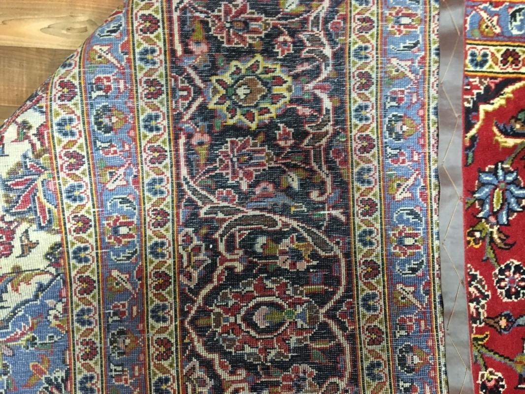 Vintage Handmade Very Fine Kashan Blue Wool Oriental Rug 9'6 x 13'