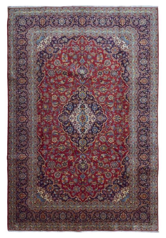 Vintage Handmade Very Fine Kashan Black Wool Oriental Rug 8'9 x 12'9