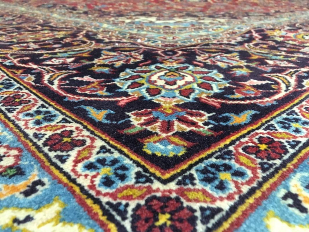 Vintage Handmade Very Fine Kashan Black Wool Oriental Rug 8'9 x 12'9