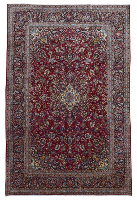 Vintage Handmade Very Fine Kashan Black Wool Oriental Rug 8'2 x 12'1