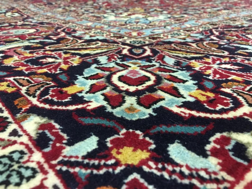 Vintage Handmade Very Fine Kashan Black Wool Oriental Rug 8'2 x 12'1