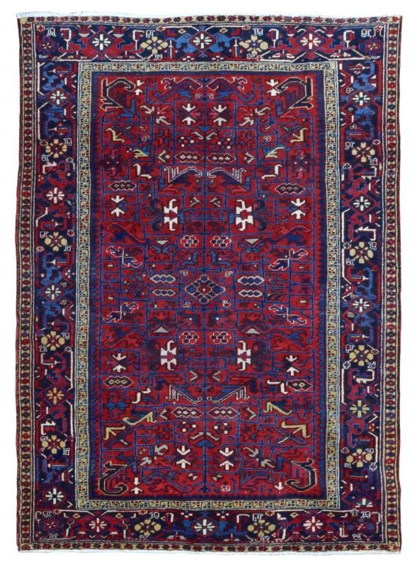 Vintage Handmade Heriz Red Wool Oriental Rug 6'10 x 9'5