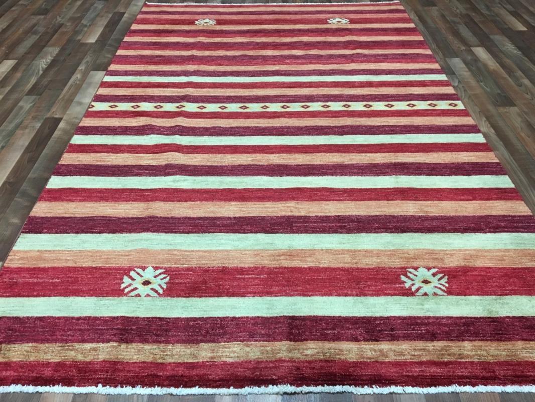 Vintage Handmade Gabbeh Red Wool Oriental Rug 6'1 x 9'4
