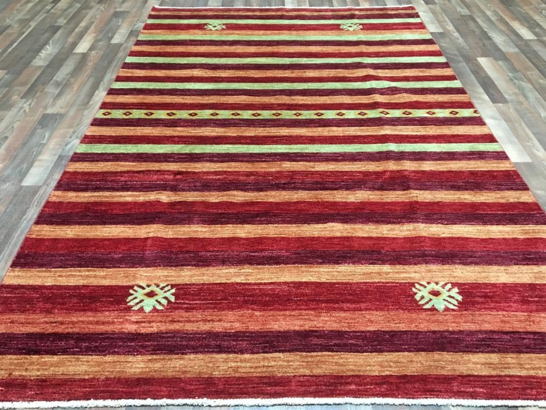 Vintage Handmade Gabbeh Red Wool Oriental Rug 6'1 x 9'4