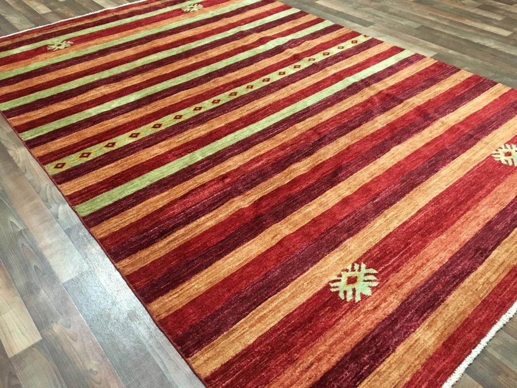 Vintage Handmade Gabbeh Red Wool Oriental Rug 6'1 x 9'4