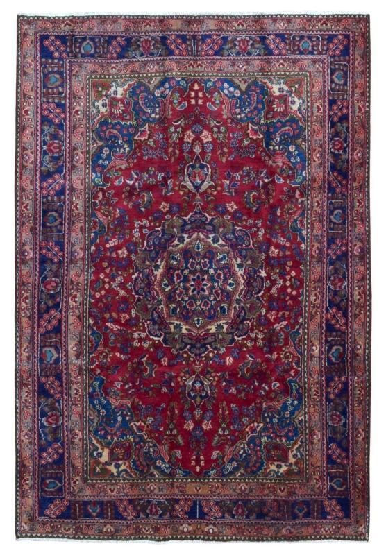 Vintage Handmade Mashad Blue Wool Oriental Rug 6'3 x 9'3