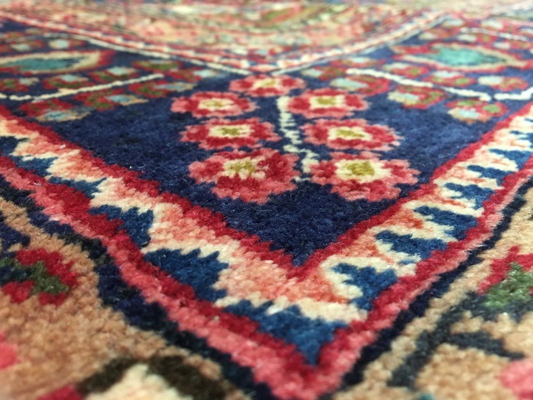 Vintage Handmade Mashad Blue Wool Oriental Rug 6'3 x 9'3