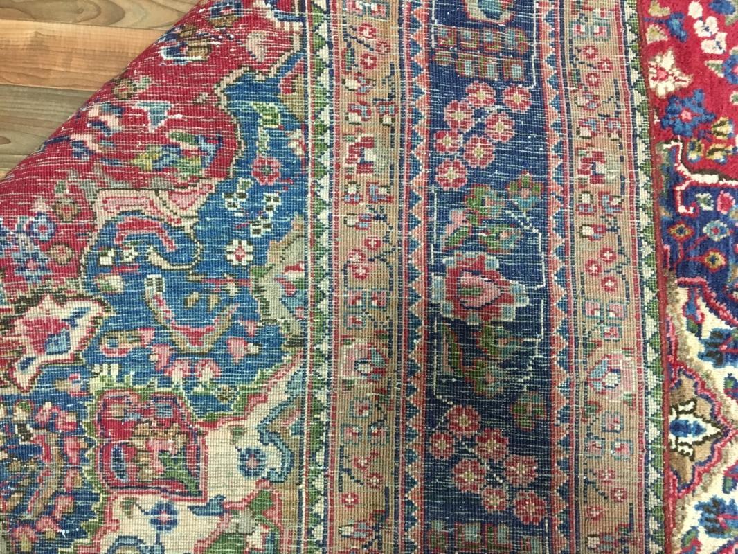 Vintage Handmade Mashad Blue Wool Oriental Rug 6'3 x 9'3