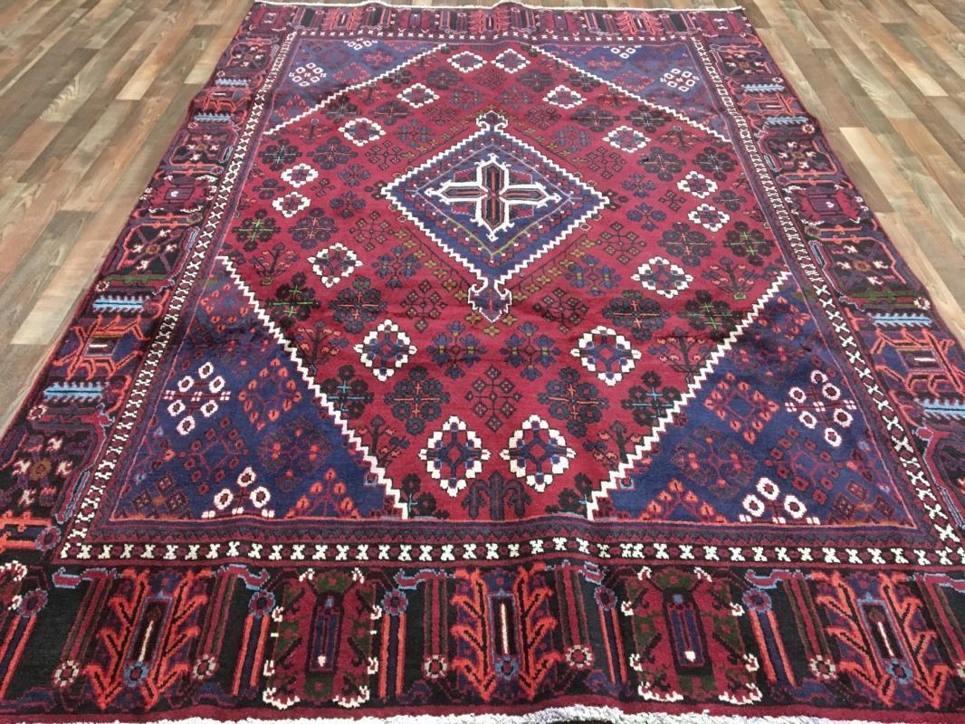 Vintage Handmade Josheghan Red Wool Oriental Rug 6'8 x 9'8