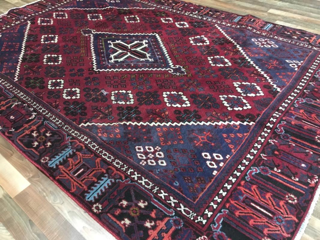 Vintage Handmade Josheghan Red Wool Oriental Rug 6'8 x 9'8