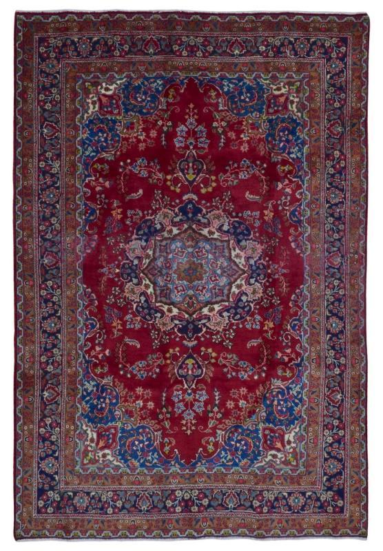 Vintage Handmade Kashan Blue Wool Oriental Rug 6'5 x 9'5