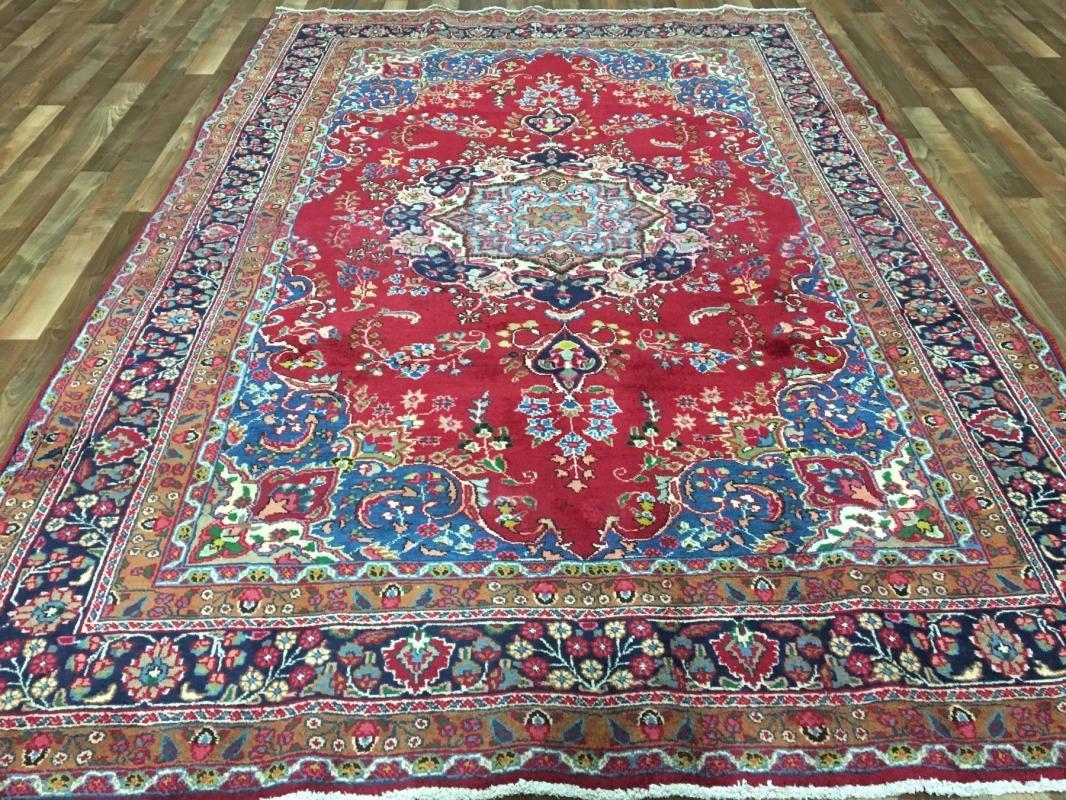 Vintage Handmade Kashan Blue Wool Oriental Rug 6'5 x 9'5