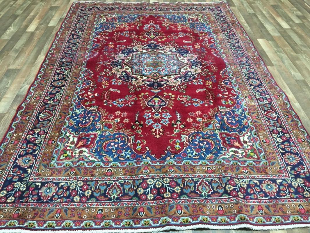 Vintage Handmade Kashan Blue Wool Oriental Rug 6'5 x 9'5