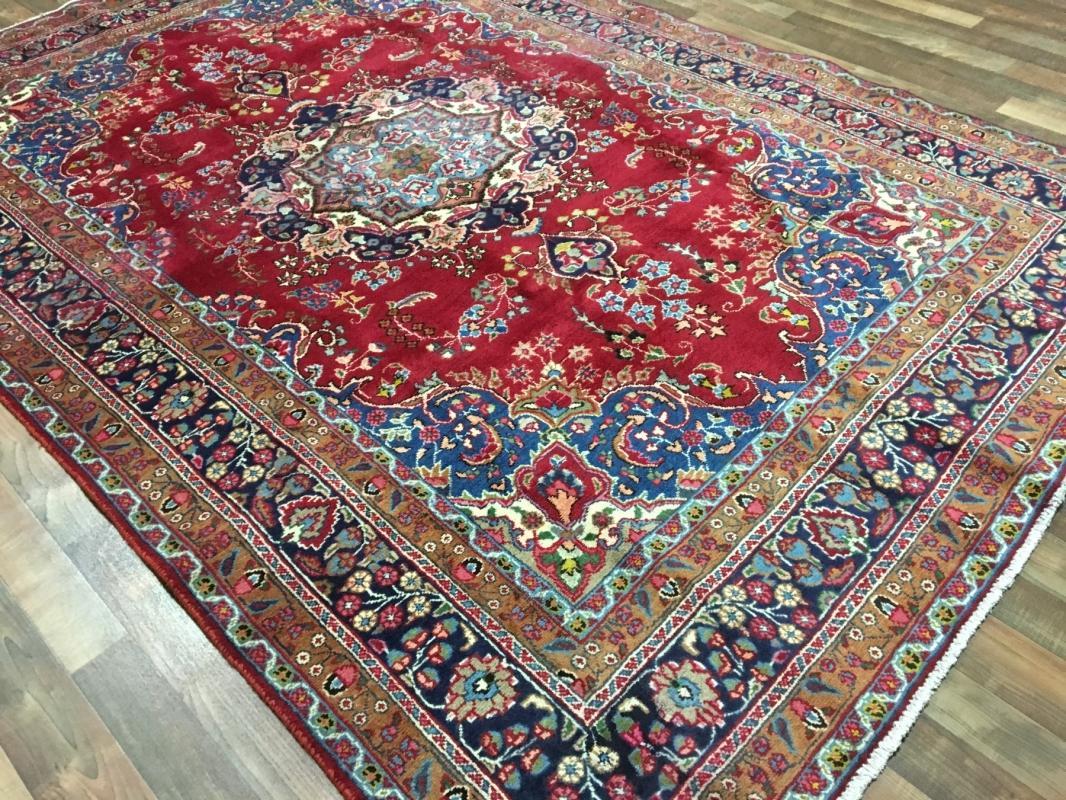 Vintage Handmade Kashan Blue Wool Oriental Rug 6'5 x 9'5
