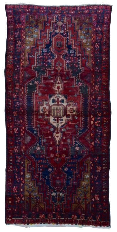 Handmade Vintage Persian Hamadan Red Oriental Rug 4'7 x 9'7