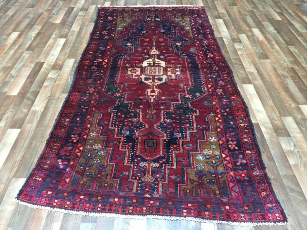 Handmade Vintage Persian Hamadan Red Oriental Rug 4'7 x 9'7