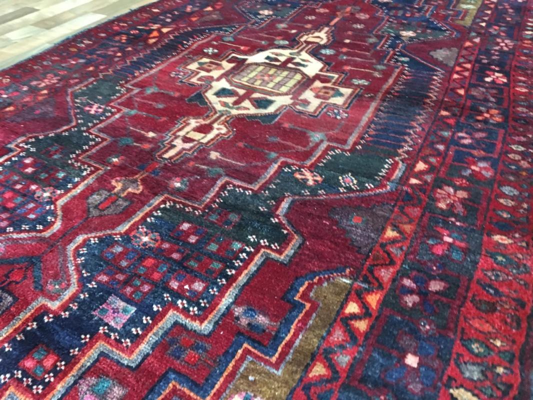 Handmade Vintage Persian Hamadan Red Oriental Rug 4'7 x 9'7