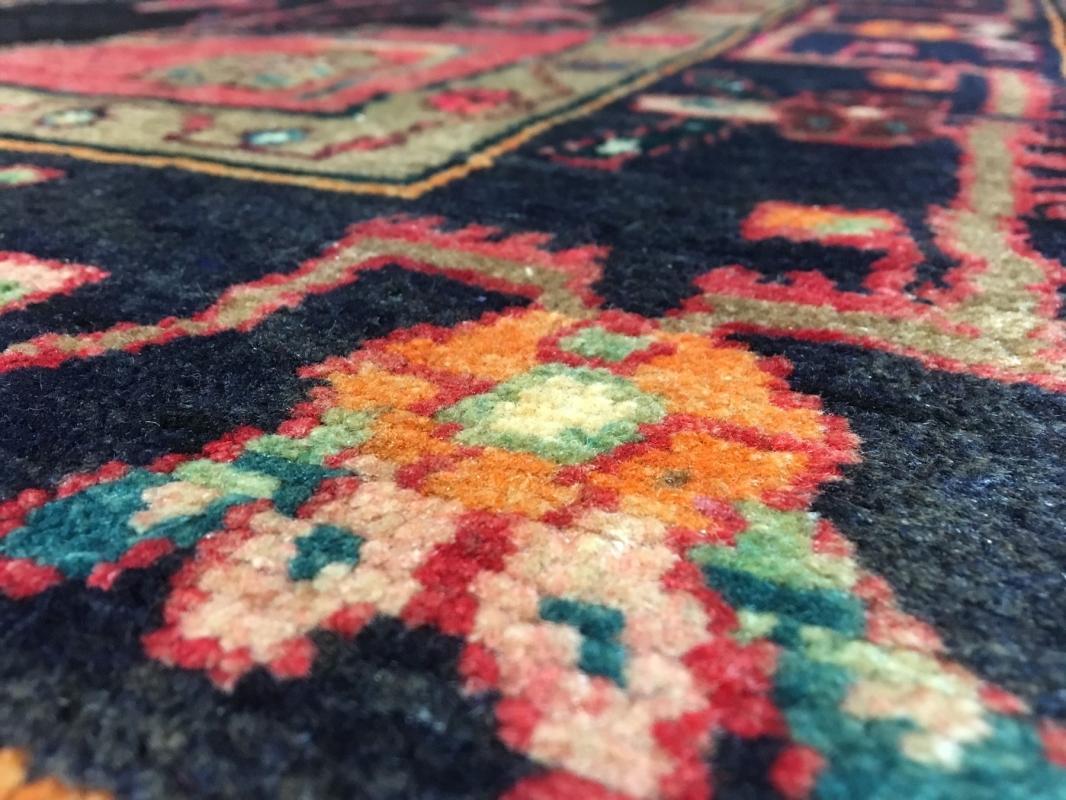 Handmade Vintage Persian Hamadan Pink & Black Oriental Runner 4'11 x 9'6