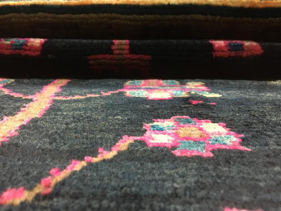 Handmade Vintage Persian Hamadan Pink & Black Oriental Runner 4'11 x 9'6