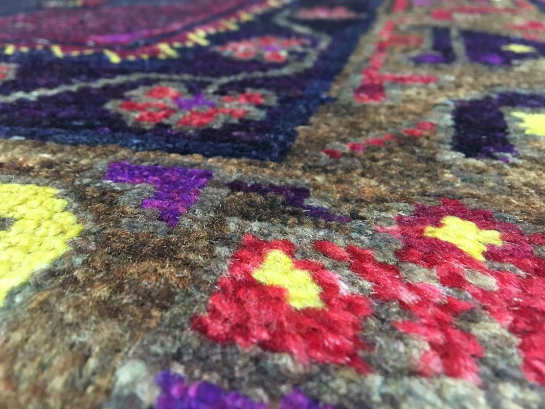 Handmade Vintage Persian Hamadan Blue & Purple Oriental Runner 5'2 x 9'4