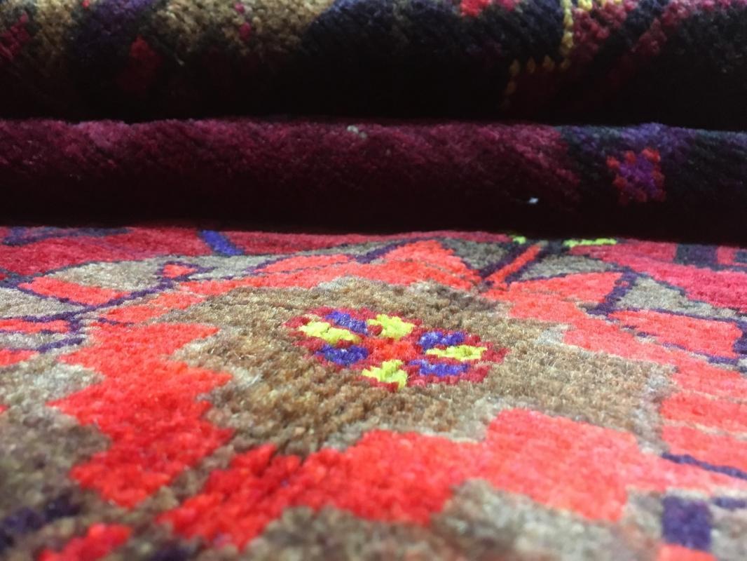 Handmade Vintage Persian Hamadan Blue & Purple Oriental Runner 5'2 x 9'4
