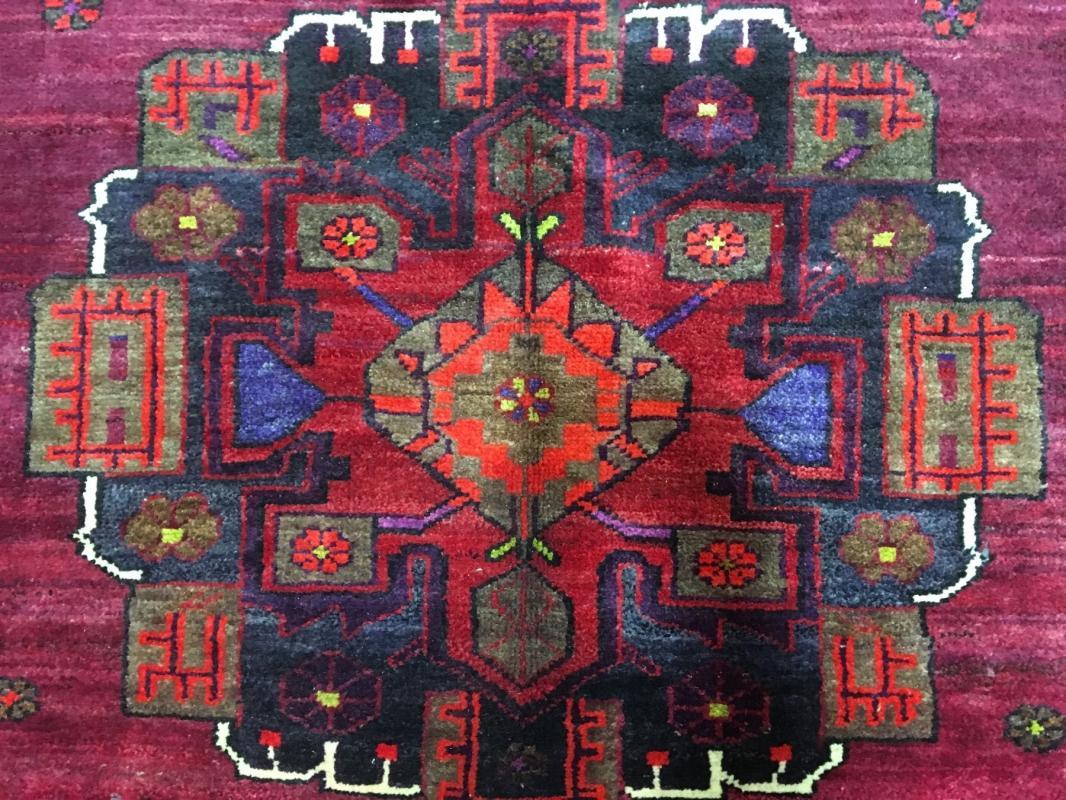 Handmade Vintage Persian Hamadan Blue & Purple Oriental Runner 5'2 x 9'4
