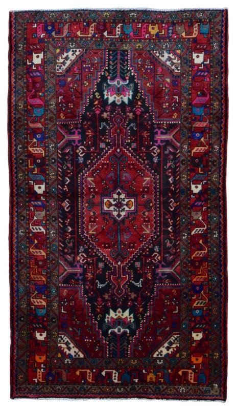 Handmade Vintage Persian Hamadan Red & Black Oriental Runner 5'4 x 9'9