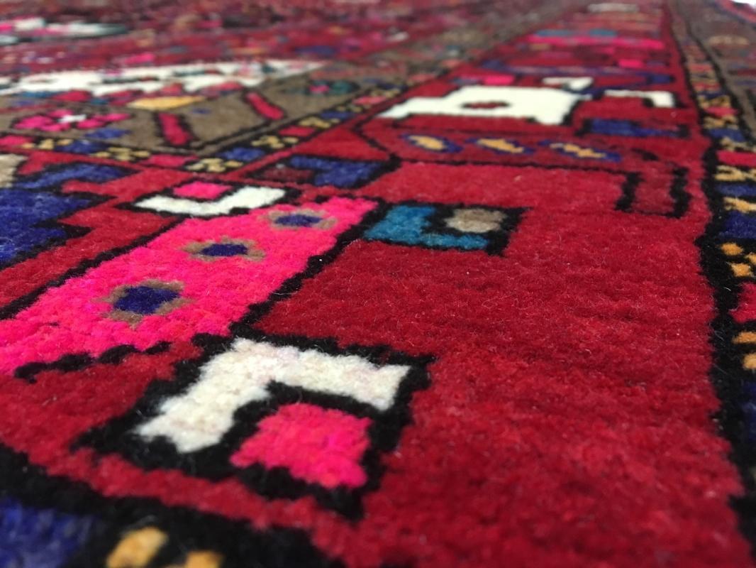 Handmade Vintage Persian Hamadan Red & Black Oriental Runner 5'4 x 9'9