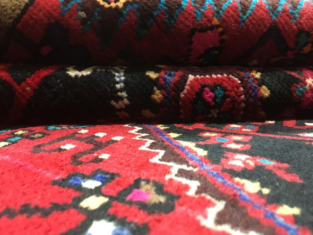 Handmade Vintage Persian Hamadan Red & Black Oriental Runner 5'4 x 9'9