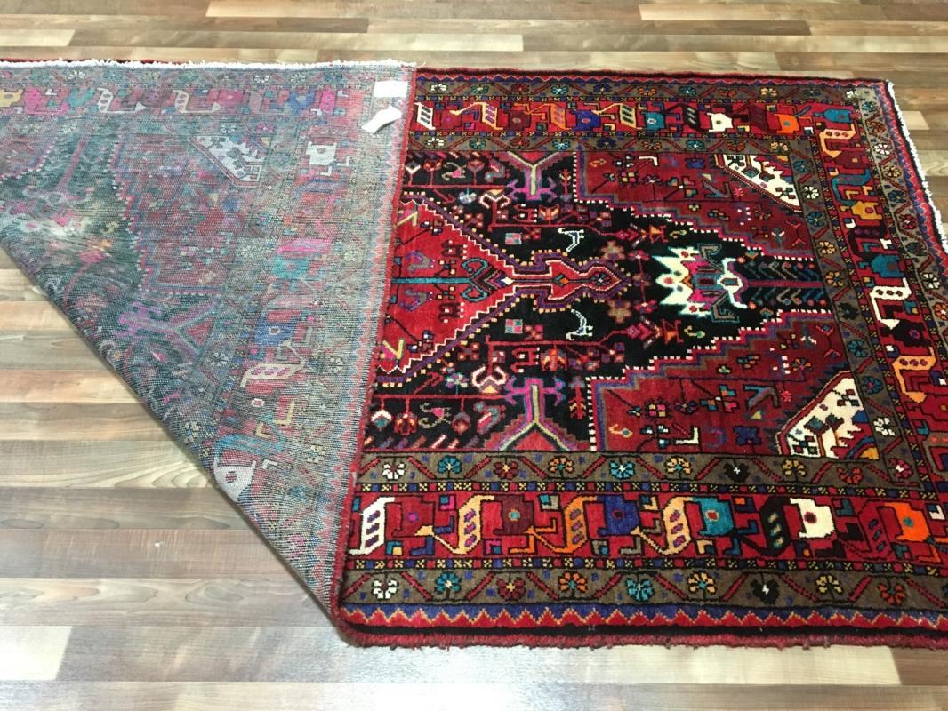 Handmade Vintage Persian Hamadan Red & Black Oriental Runner 5'4 x 9'9