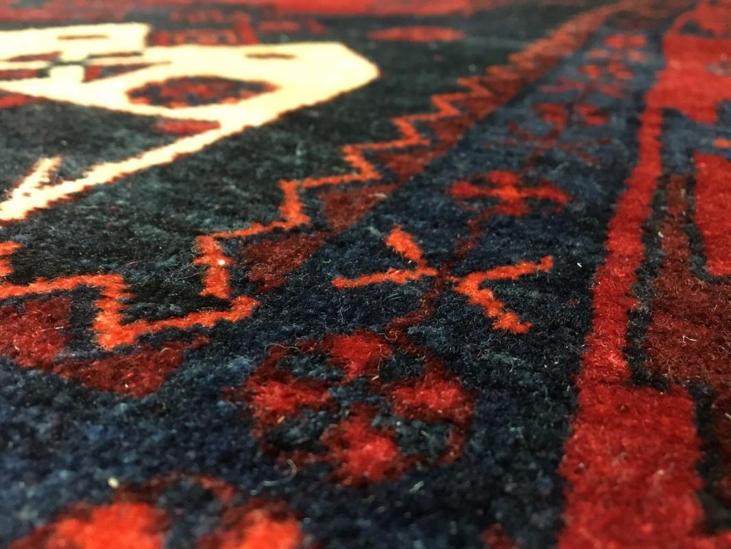 Handmade Vintage Persian Hamadan Black & Red Oriental Runner 4' x 8'5