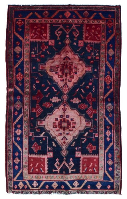 Handmade Vintage Persian Hamadan Red & Black Oriental Runner 5'1 x 8'