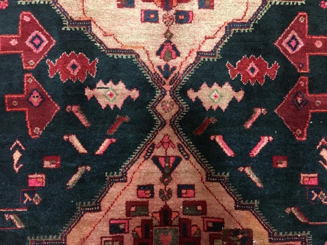 Handmade Vintage Persian Hamadan Red & Black Oriental Runner 5'1 x 8'