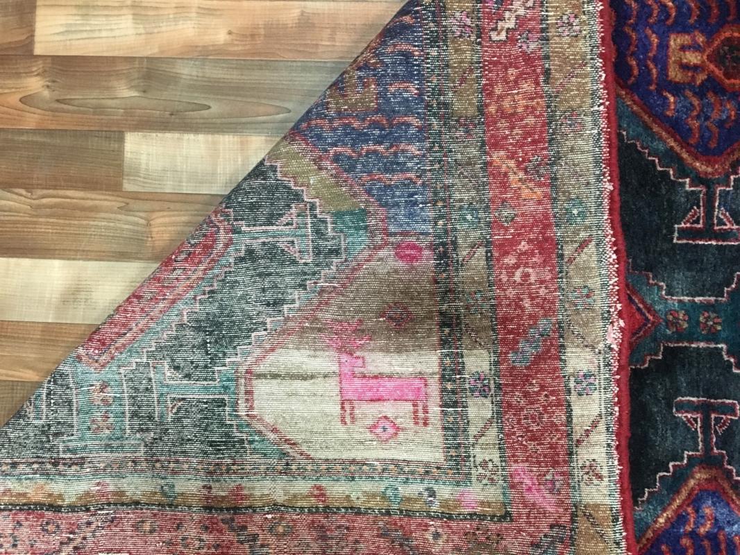 Antique Handmade Hamadan Black Wool Oriental Runner 4'9 x 9'5)