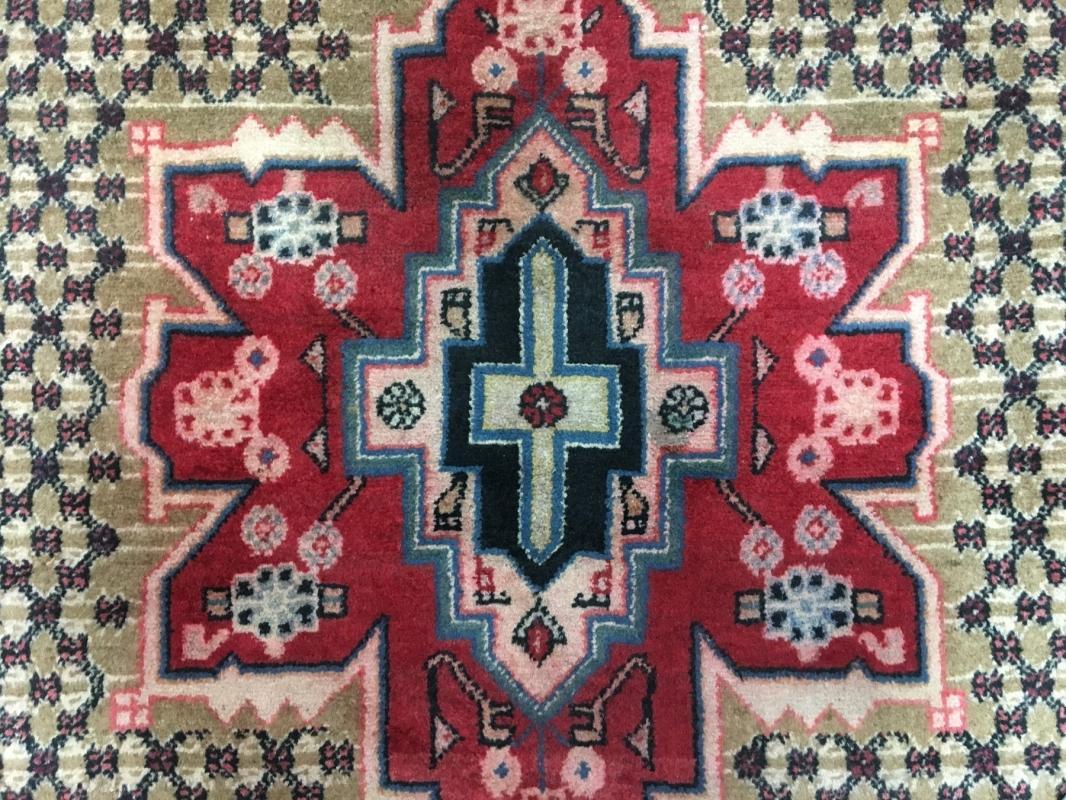 Vintage Handmade Hamadan Beige Wool Oriental Runner 5'2 x 9'11
