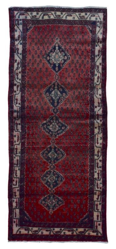 Vintage Handmade Hamadan Red Wool Runner Rug 3'3 x 7'9