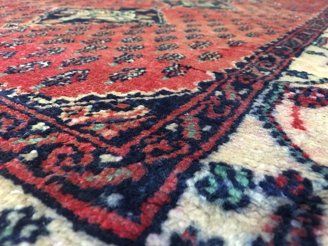 Vintage Handmade Hamadan Red Wool Runner Rug 3'3 x 7'9