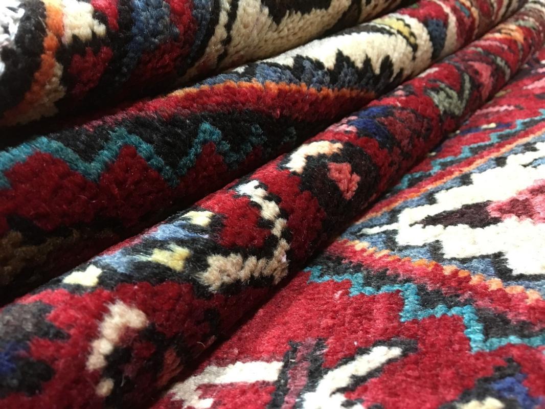 Handmade Vintage Hamadan Beige Wool Runner Rug 4'9 x 10'