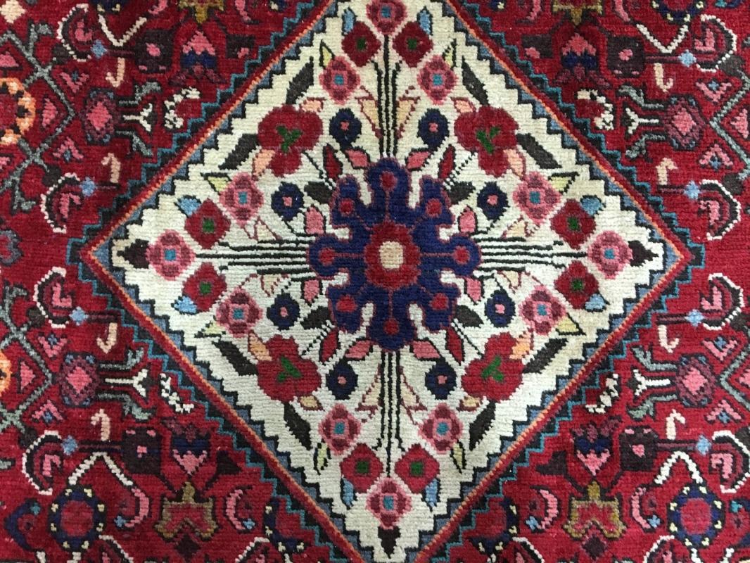 Handmade Vintage Hamadan Beige Wool Runner Rug 4'9 x 10'