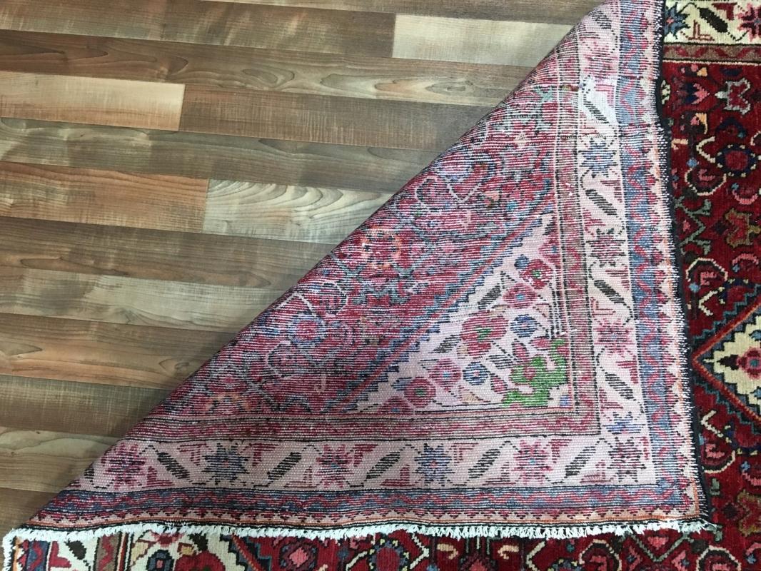 Handmade Vintage Hamadan Beige Wool Runner Rug 4'9 x 10'